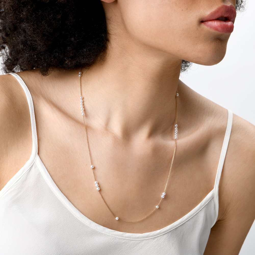 Long Pure Pearls Flow Necklace