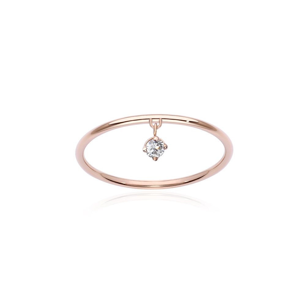 M Charm White Solitaire Ring