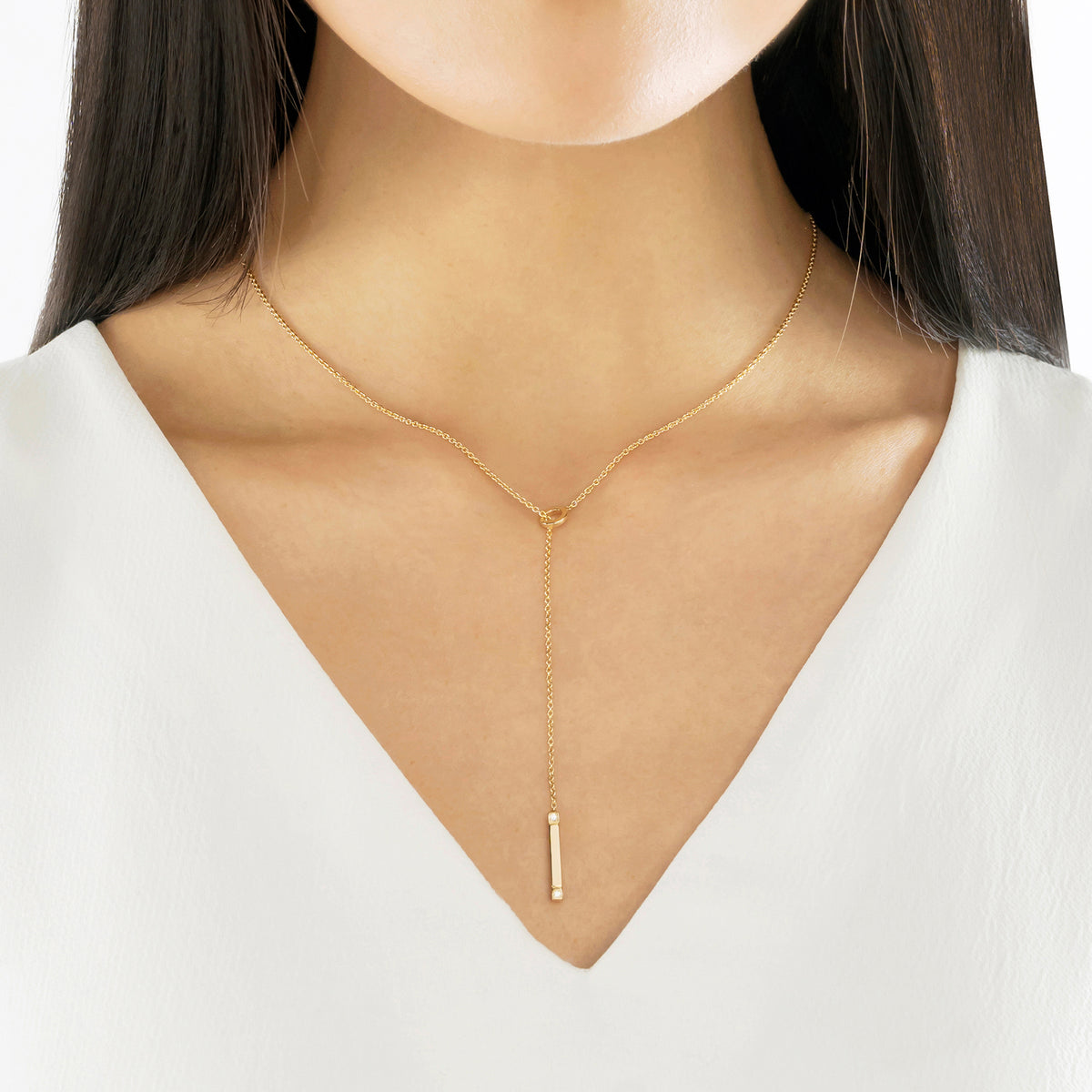 Collana Lariat A Goccia Di Perle Per Donna - Oro - Lunga 45 Cm + 5 Cm Di Estensione - Girocollo A Y Per Estate E Spiaggia - Gioiello Semplice - 6