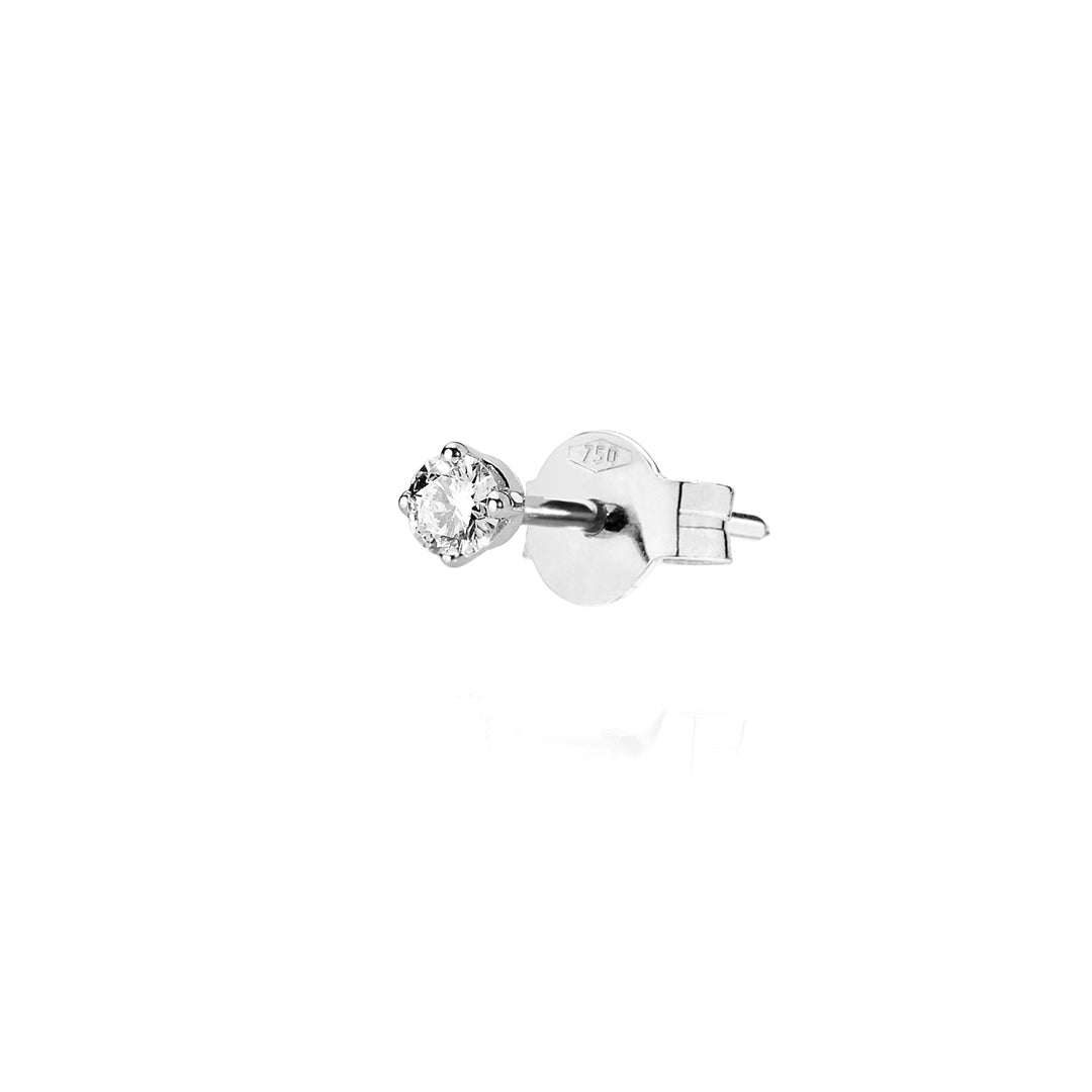 White Solitaire Pin L White Earring