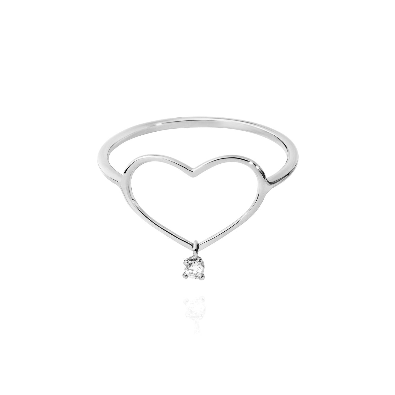 Heart Solitaire White Ring