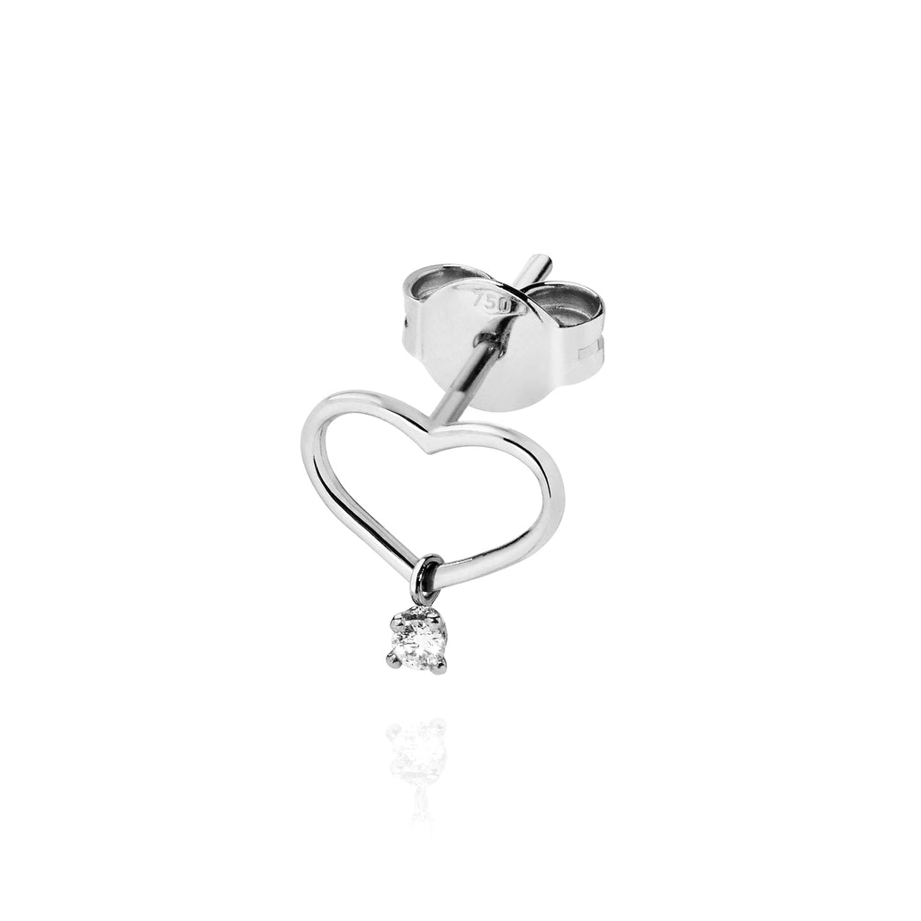 Heart Solitaire White Earring