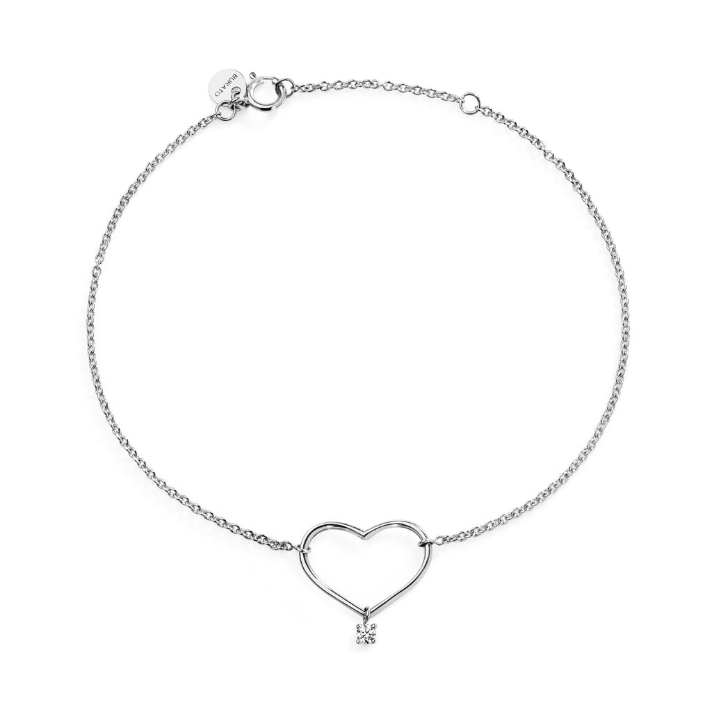 Heart Solitaire S White Bracelet