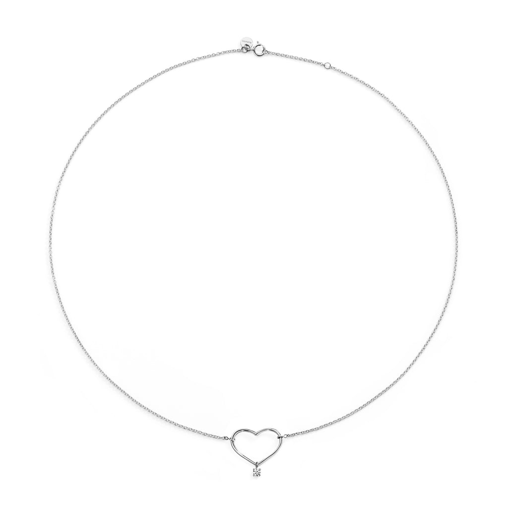 M Heart Diamond White Necklace