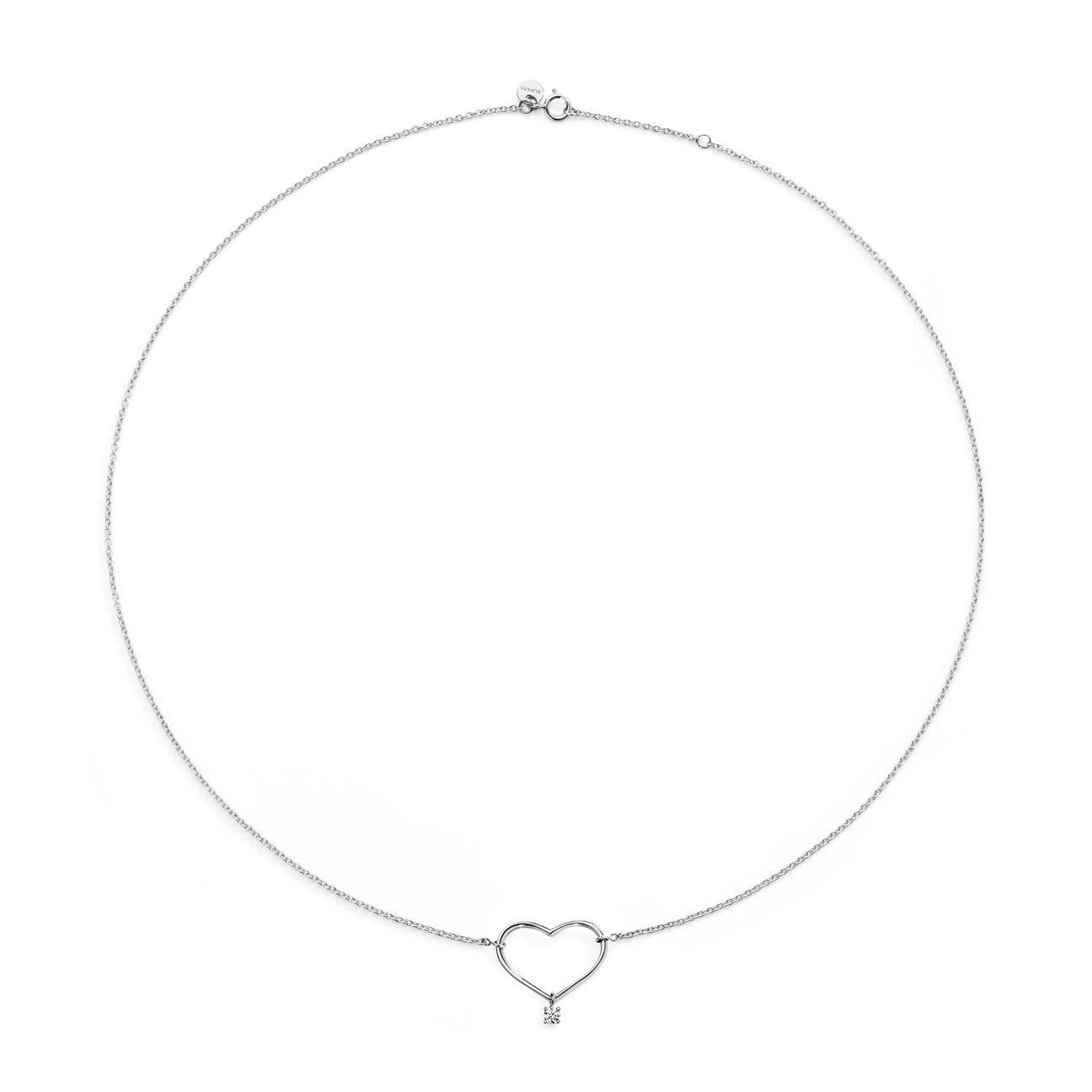 M Heart Diamond White Necklace