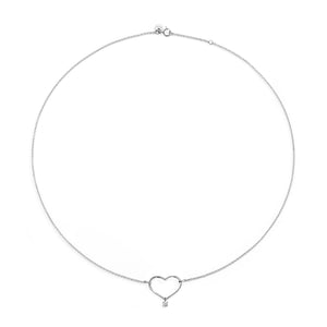 M Heart Diamond White Necklace