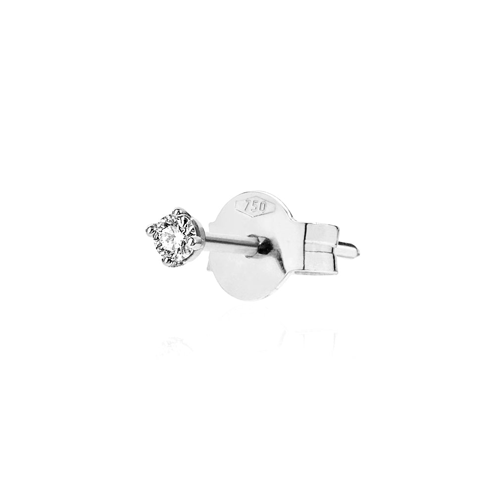 White Solitaire Pin S White Earring