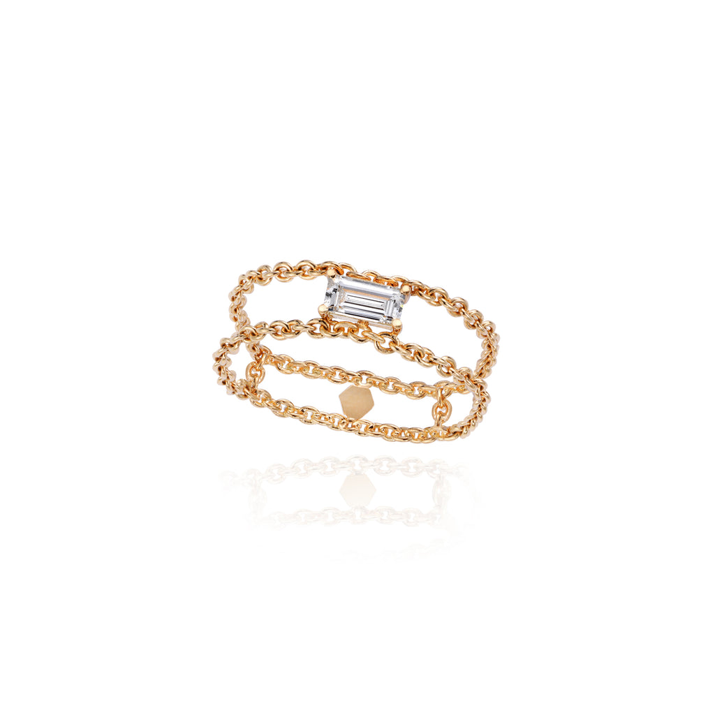 Soft Solitaire Baguette Y Ring