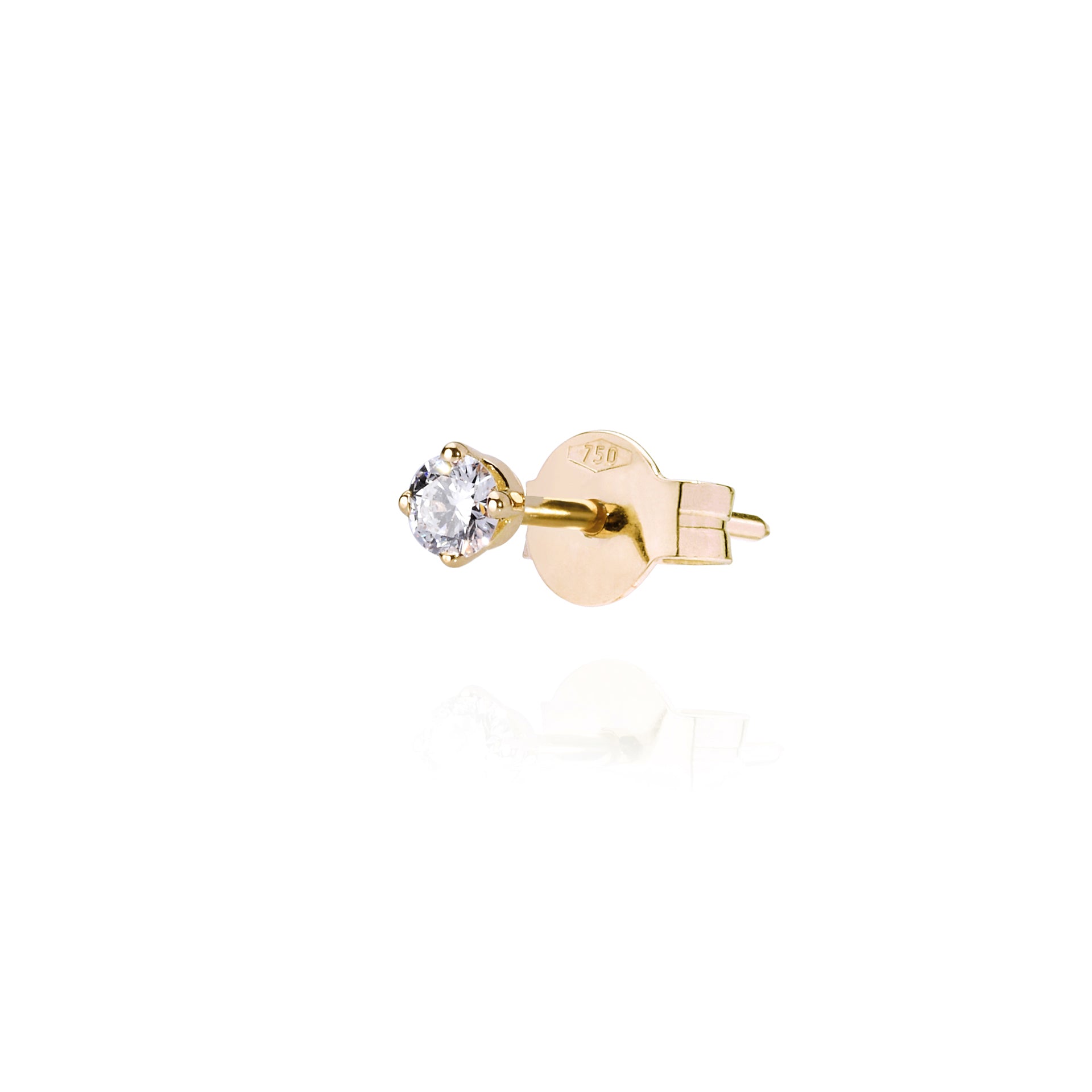 L White Solitaire Pin Yellow Earring