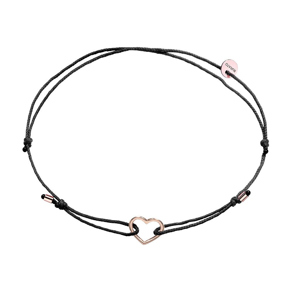 Heart Black Ribbon Bracelet