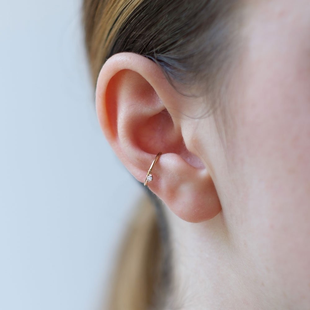 M Ear cuff Solitaire Earring