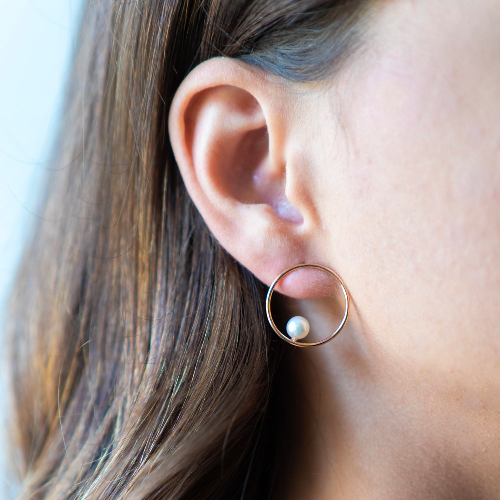 Right Pearl Circle Earring