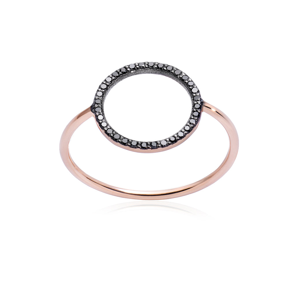 Black Diamonds Circle Ring