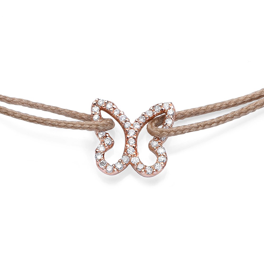 Diamonds Butterfly Ribbon Bracelet