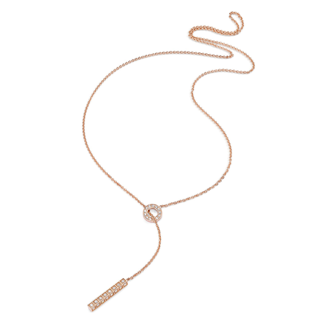 Necklace Linea Lariat Full Diamonds Pink