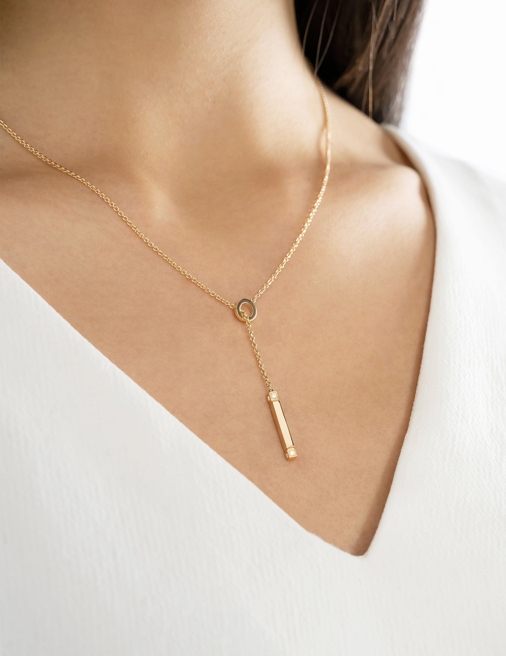 Collana Lariat A Goccia In Oro – Lunga 45 Cm Con Pendente A Perla, Girocollo A Y, Accessorio Estivo Per Donna